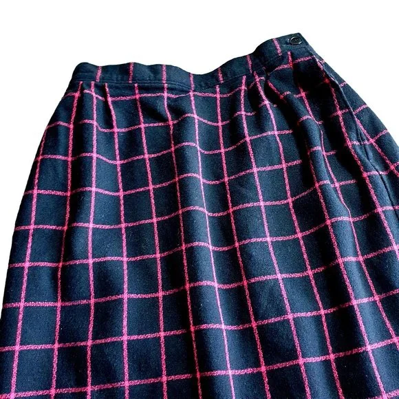 Pendleton Virgin Wool Women Size 12 Skirt Short Pencil BLACK PINK Waist 28" - Picture 5 of 9